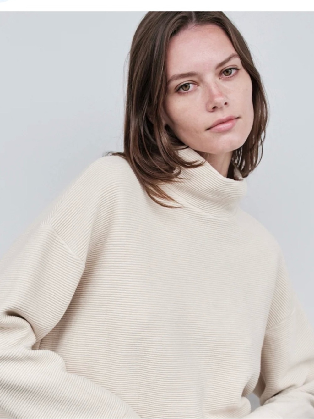 Madewell/Ribbed Sweatshirt with Pockets/ Cream/Sz M/Fair